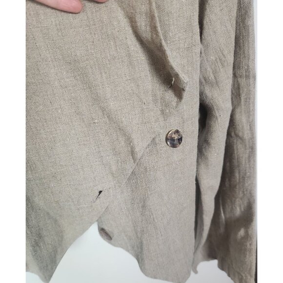 Bryn Walker Women's Sz. M Linen Eliza Asym Front Buttons Jacket Tan NWT - Picture 4 of 7